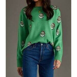 NEW PANACHE APPAREL santa crewneck sweater in green